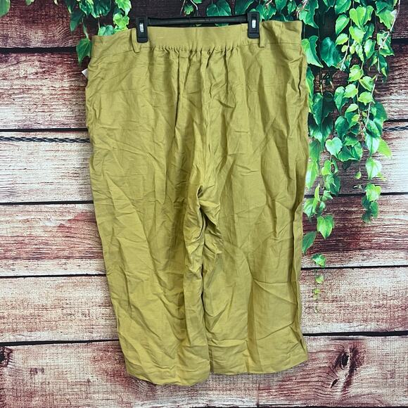 Soft by Avenue Linen Rayon Capri Pants Classic Fit Size 22/24 3X Plus Green Crop - Picture 1 of 4